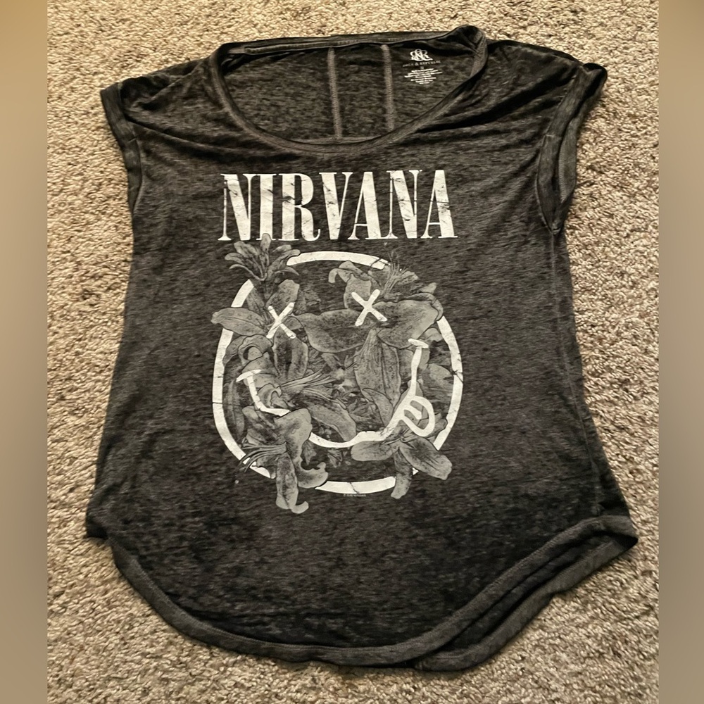 Rock & Republic Black Nirvana Graphic Short Sleeve Tee